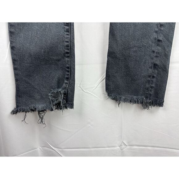AGOLDE Toni Jeans Women's 27 Black Stretch Distressed Frayed Straight Mid Rise - Picture 3 of 16